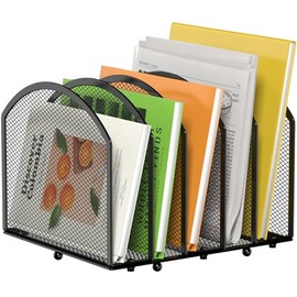 MINDEPOT Organizador de archivos de escritorio de 5 secciones, soporte vertical de archivos de escritorio, clasificador de correo, organización para o