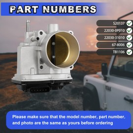 cycwer Electronic Throttle Body 22030-0P010 for 2003-2009 4Runner 2007-2009 FJ Cruiser 2005-2015 Tacoma 2005-2011 Tundra 4.0L V6 Replaces S20137 22030-31010 67-8006 TB1106