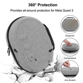 JIAYISTAR 1PC Carrying Case Bag for Meta Quest 3 Headset Shockproof Portable Storage Bag Anti-Scratch Travel Storage Bag Partition with Mesh Bag for Meta Quest 3 Headset