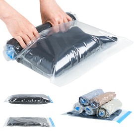 Compression Bags for Travel-Medium Travel Essentials 10 Pack Space Saver Bags No Vacuum or Pump Needed Vacuum Storage for Clothing- Home Packing Organizers Blue