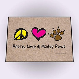 High Cotton Peace Love Paws Indoor/Outdoor Doormat