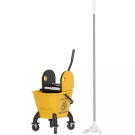 efunmodern Mop Bucket Cart Foldable Cleaning Tool for Home Commercial Use Heavy Duty Yellow