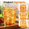 100 Pack 12oz Clear Orange Disposable Stemless Wine Glasses