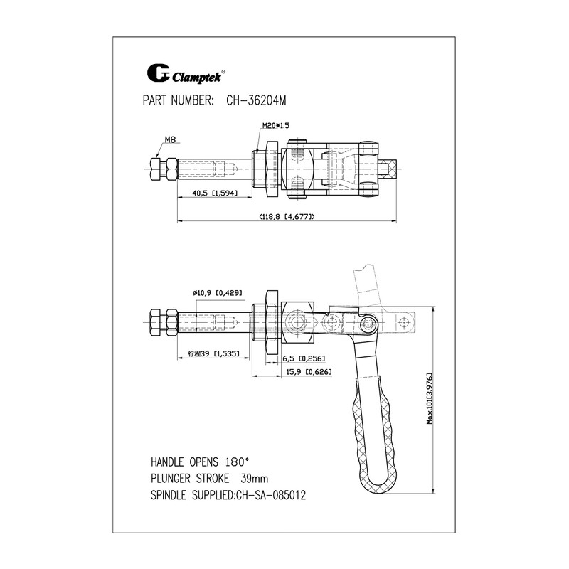Clamptek Toggle Clamps Push/Pull Type Toggle Clamp CH-36204