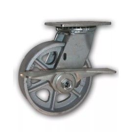 Albion 6" x 2" Swivel Steel Caster w/ Brake & Semi Steel Albion Wheel 1250# Capacity