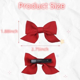 Heanvmyss 2Pcs Bow Hair Clip,Haarschleifen Mädchen Kinder,Elegante Haarschleife Damen,Krokodil-Haarspangen für Party,Hochzeit,Frauen(Rot)