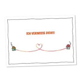 bernsteinfee-CARDS Postcard "Ich vermisse Dich" - Large Card for Greetings Full of Heart, Longing, Love to Your Partner, Mum, Dad, Grandma, Grandpa, Children, Friends - XL Postcard (DIN A5)