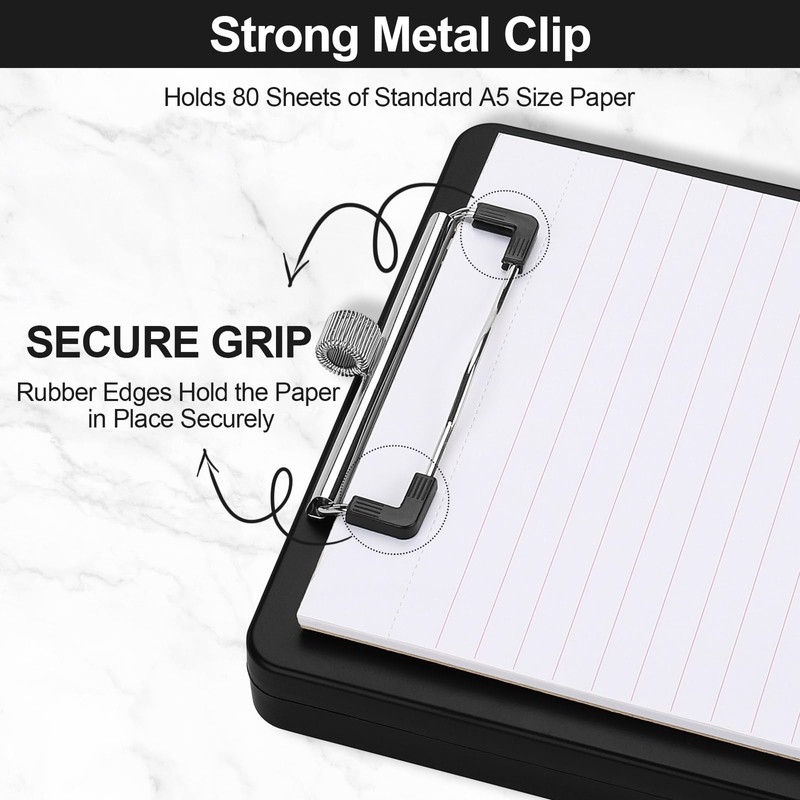 Meiikun Small Clipboard with Storage, A5 Clipboards with Pen Holder,