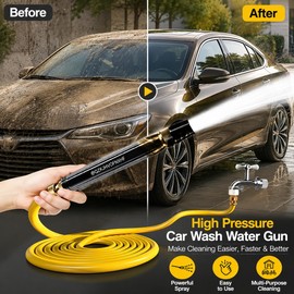 Adjustable Car Wash Water Gun for Outdoor Cleaning – Stainless Steel Spray Nozzle for Cars, Garden & Patio