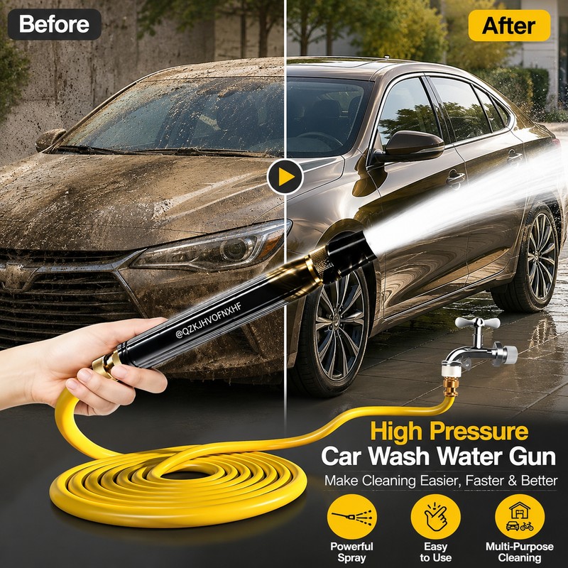 Adjustable Car Wash Water Gun for Outdoor Cleaning – Stainless