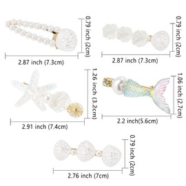 Beach Hair Clips for Women –Cute Pearl & Seashell Barrettes | Summer Hair Accessories for Girls, Thin Hair & Styling (White)