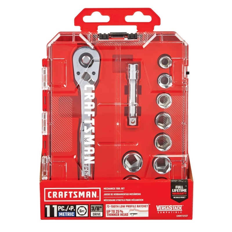CRAFTSMAN 11-Piece Socket Set, Metric, 3/8 Inch Drive, Low Profile
