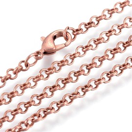 Bohemian Findings 5 Antique Copper Tone Rolo Chain Necklaces 18" - 3mm - N400