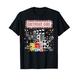 Movie Night Birthday Party Pajama Slumber Popcorn Cinema T-Shirt