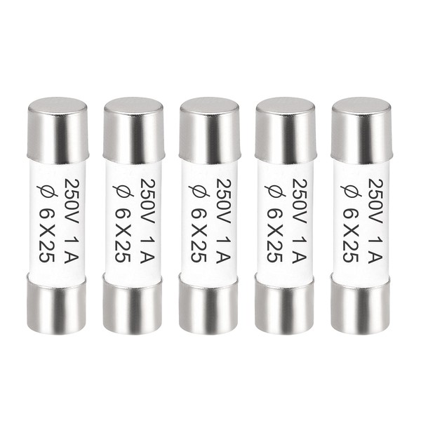 sourcing map Ceramic Cartridge Fuses 1A 250V 6x25mm Ceramic Fuses