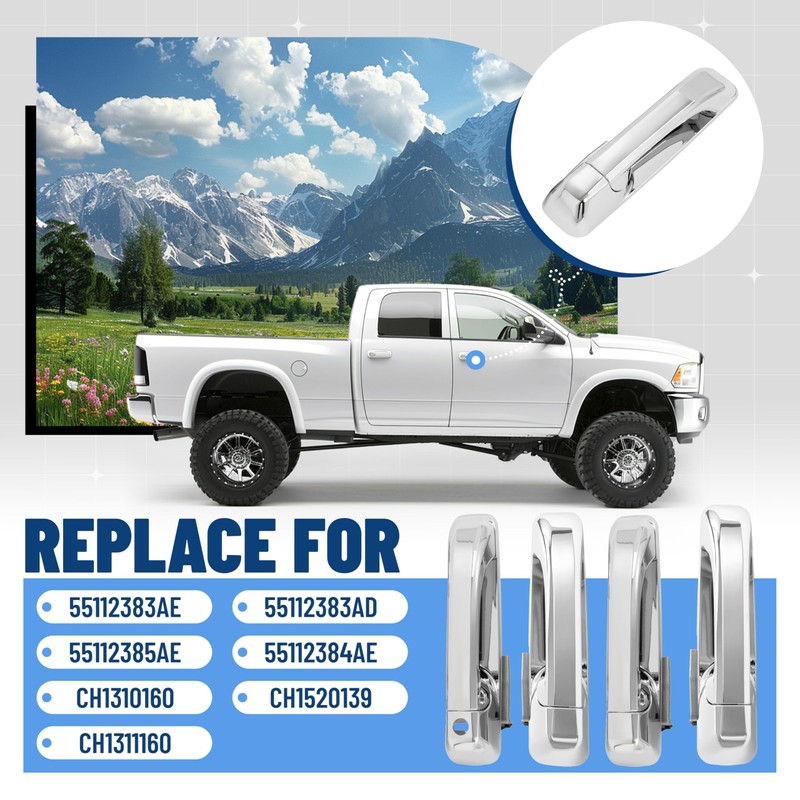 JMTAAT 4Pcs Exterior Door Handle Compatible with 2009-2025 Dodge Ram