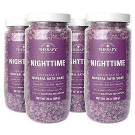 Village Naturals 빌리지 내추럴 테라피 야간 농축 미네랄 배스 소크, 20온스, 4팩 Village Natural Therapy Overnight Mineral Bath Soak, 20oz, 4 Pack [Lavender]