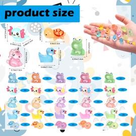 100PCS Luminous Mini Resin Ducks Tiny Animals Glow in The Dark Duck Turtles Unicorn Frog Axolotl 5 Combination Sets for Garden Micro Landscape Aquarium Potted Dollhouse