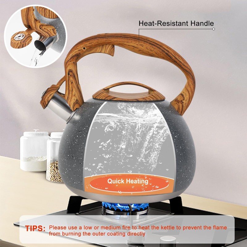 Tea Kettle, Vegoran 100 OZ / 3 Liter Whistling Tea
