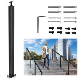Gyykzz Outdoor Handrail Post 36"x2"x2", Heavy Duty Stainless Steel 304 Undrilled Cable Railing Posts Pole with Adjustable Top for Outdoor Stairs Commercial ADA Handrails for Outdoor Steps