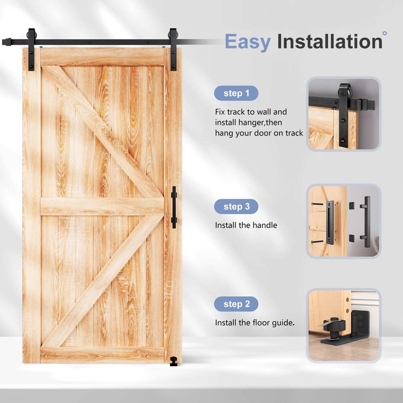 EaseLife 8 FT Sliding Barn Door Track and Handle Hardware