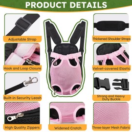 Pet Carrier Backpack, Hands-Free Adjustable Dog Front Carrier Legs Out & Easy-Fit Dog Backpack Carrier for Hiking Camping Traveling Cycling for Small Dogs and Rabbits (Small, Pink)