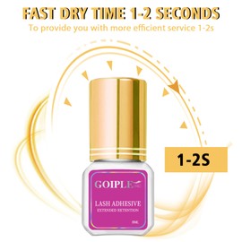 Eyelash Extension Glue - 1-2 Sec Drying/ 5ml/ 0.17 fl. oz/Retention - 6-8 Weeks/Lowest Fumes/Extra Strong/Black Adhesive Professional Use Only- Ultra Flexibility Lash Glue for Eyelash Extensions