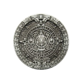 Schnalle123 Belt Buckle Aztec Maya Maya Calendar 3D Look for Interchangeable Belt Buckle Buckle Model 102, silver