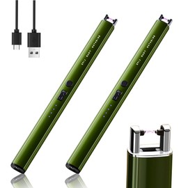 Electric Lighter Windproof flameless Plasma arc Lighter with USB Rechargeable Dual Safety Switch Suitable forbarbecue,Fireworks, Camping, Candles, Kitchen use (Green)