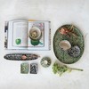 Creative Co-Op Stoneware Platter with Wax Relief Botanicals, Green