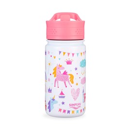 SimplyUnique Unicorn 14oz Leak-Proof Insulated Water Bottle for Girls - Stainless Steel, Double Wall Vacuum Thermos, Eco-Friendly & BPA-Free Toddler Cup, Ideal for School & Travel (Princess Unicorn)