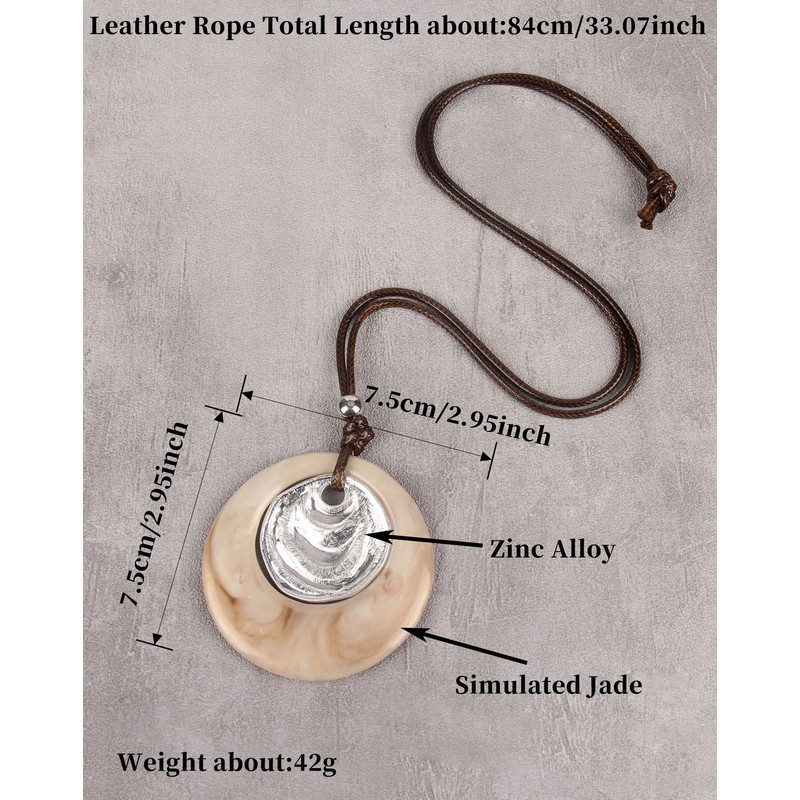 Popeoiuh Leather Necklace for Women Teen Unique Silver Alloy Unique