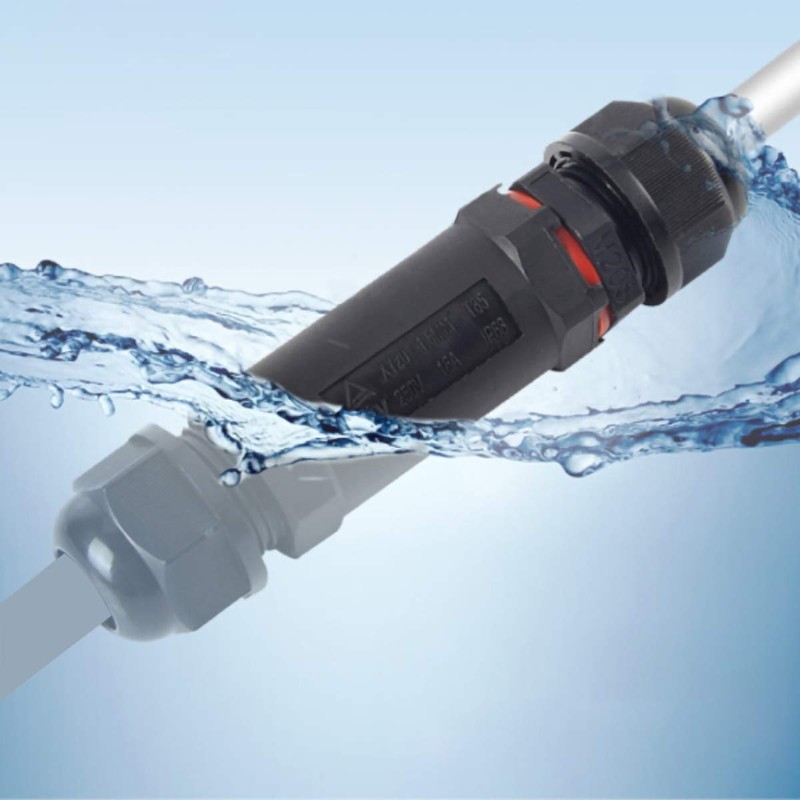 Cable Connector Waterproof IP68 3-Pole for 1-13 mm Cable Diameter,