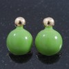 20mm L/Lime Green Enamel Dome Shaped Stud Earrings/Gold Tone