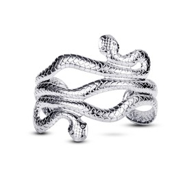 Caiyao Punk Viper Animal Serpent Swirl Snake Bangle Bracelet Gothic Open Adjustable Armlet Armband for Women Men Exaggerated Arm Cuff Personality Unisex Bar Party Jewelry-A gold silver