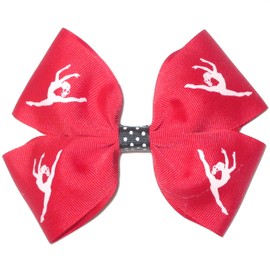 Dance Hair Bow, Made in the USA, French Clip, (Red)