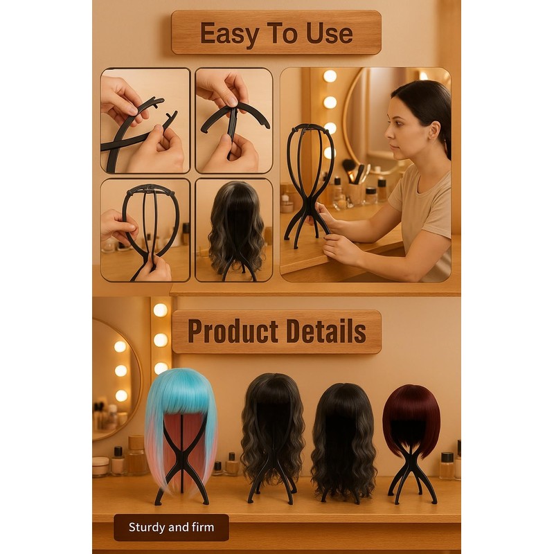 OYUUJII Wig Stand,2 Pcs Wig Stands Holders for Long Short