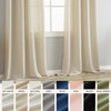 VOILYBIRD Solid Black Grommets Linen Curtains Slub Texture Linen Drapes
