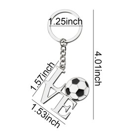 MXXGMYJ I Love Soccer Keychain Gift for Soccer Lovers, Boys, Men, Girls, Coach, Team, Birthday, Christmas, Silver, Gray