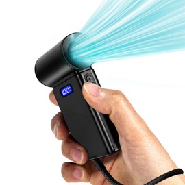 Oushome Portable Handheld Fan, 19000 RPM 100-Speed Adjustable Turbo Solar Rechargeable Mini Fan, 5000mAh Can as Emergency Power, Digital Display, Gifts for Women Men Travel/Camping/Outdoor