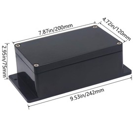 Raculety Project Box IP65 Waterproof Junction Box ABS Plastic Electrical Boxes DIY Electronic Project Case Power Enclosure with Fixed Ear 7.87 x 4.72 x 2.95 inch (200x120x75mm)