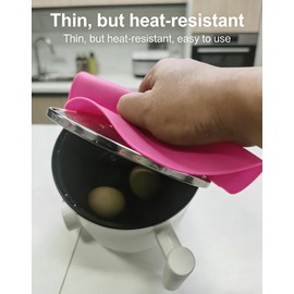 Silicone Hot Pot Holder Mats 12in (2-PCS) - Heat Resistant Countertop Protector with Non-Slip Geometric Pattern, Easy Clean Kitchen Trivet for Dining Table, Stove Top, Counter Safe Pink Big Size