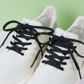 Stepace 2 Pairs (4 Pieces) Shoelaces, Half Round Shoelaces, Length 39.4 - 63.0 inches (100 - 160 cm), 11 Colors, Oval Shoelaces, Sneakers, Black