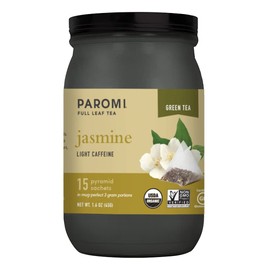 Paromi Paromi Jasmine Organic Green Tea, Signature Jar, 15 Count