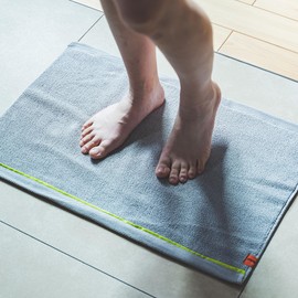 OSTD plus Bath Mat, Bath Mat, Towel Fabric, Washable, Bath Mat, 15.7 x 23.6 inches (40 x 60 cm), Gray White