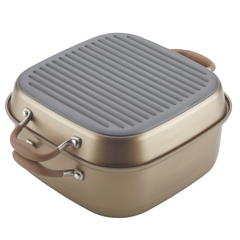 Anolon Advanced Nonstick 2-in-1 Deep Grill Pan and Square Roaster