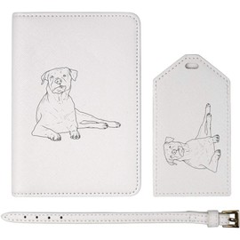 Azeeda 'Goofy Rottweiler' Passport Cover & Luggage Tag Travel Set (PA00025669)