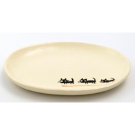 Seto Ware Black Cat 小判 Plate (Medium) Orange