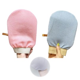 Exfoliating Glove, 2 PCS Blue & Pink Viscose Fiber Body Scrubber Gloves for Bath & Shower, Vegan Dead Skin & Self Tan Remover, Enhances Skin Texture, Ideal for All Skin Types, Durable & Eco Friendly