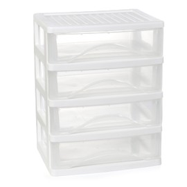 Gonice White Desk 4 Drawer Organizer, Plastic Small Drawer Storage, Desk Storage for Office and Home